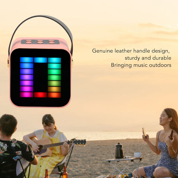Mini Karaoke Maskine Sæt RGB Pickup Lys Digital Behandlings Chip Håndholdt Bærbar Bluetooth Højttaler med Mikrofon Pink