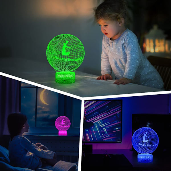 Basketball Natlampe Venskab Lampe 3D Illusion Dekoration Lamper, 16 Farve Skiftende/Dæmpbar Lysstyrke / Fjernbetjening & Berøringskontrol