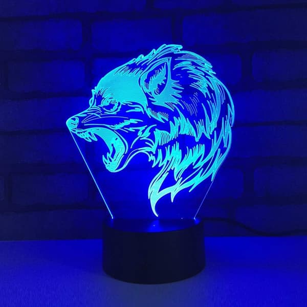 3D Ulv Tiger Dyr Natlampe Illusion Natlampe 7