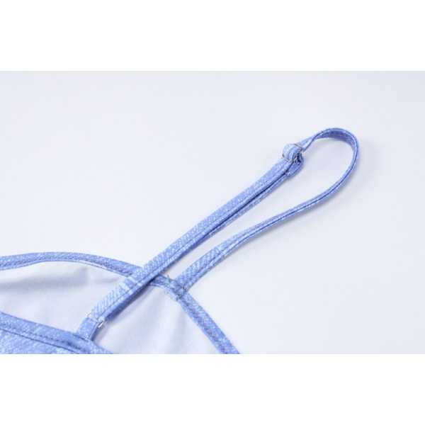 Ærmeløs Denim Maxi Kjole Italiensk Spaghetti Stropper Strandkjole L