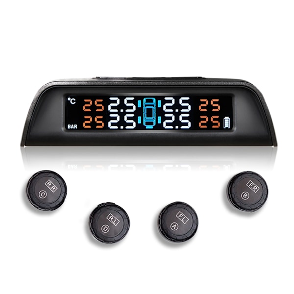 USB Laddningsbar Solcellsbil TPMS Trådlöst Däcktryck HD Digital Display Automatisk Alarmverktyg