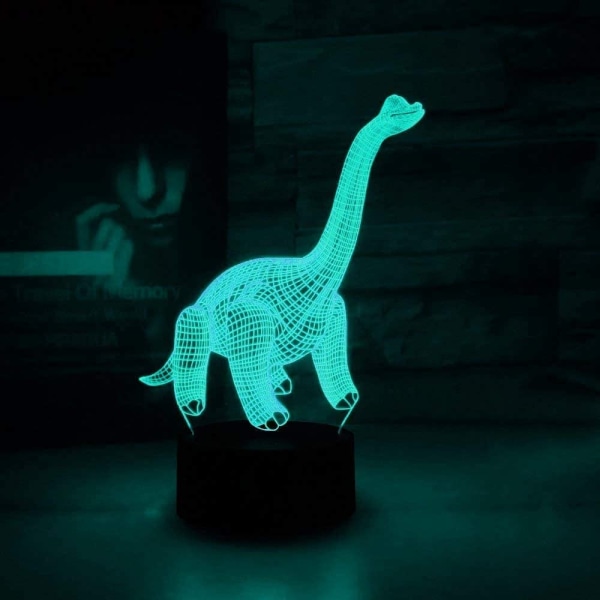 3D Lampa Brachiosaurus Dinosaurie Leksaker Illusion 2D Nattlampa Jul Julfestival Födelsedag Alla hjärtans dag Kärleksgåva