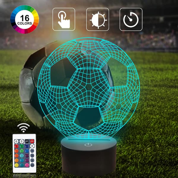 Fodbold Natlys til Børn, Attivolife 3D Optisk Illusion Fodbold Lampe