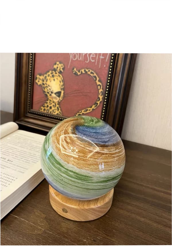 3D Planet Lampe, glas Månelampe Måne Natlys Gave Til G