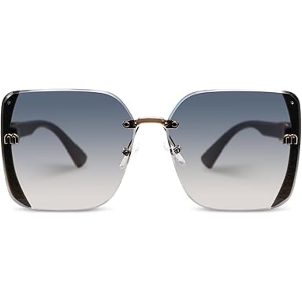 Klassiske Trendy Firkantede Oversized Solbriller Dame Herre UV400 Store Designer Shades Grey Frame/Blue