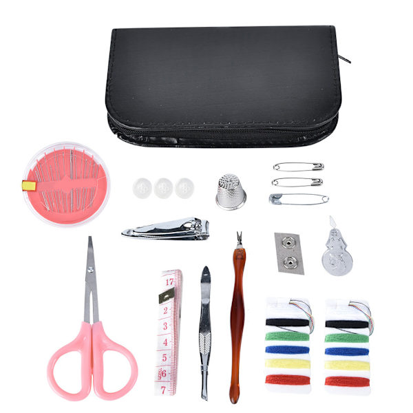 Bärbar symaskin nålar kit låda tråd sy broderi kit hem arrangör