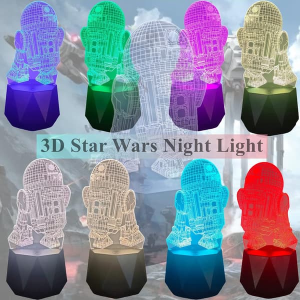 Star Wars nattlampa 4 mönster 3D Illusion Lamp Ljusblå