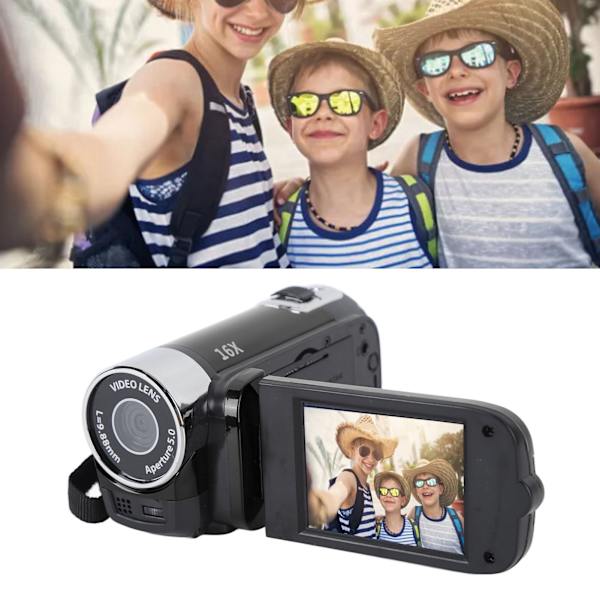 4K 48MP DV-kamera 2,7 tum TFT roterbar skärm 16x digital zoom videokamera med USB-kabel Black