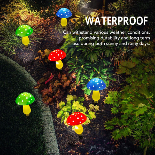 Mini Mushroom aurinkovalonauha 8 LED värikäs valo vedenpitävä ulkopuutarha valonauha koristeet sisäpihan nurmikolla