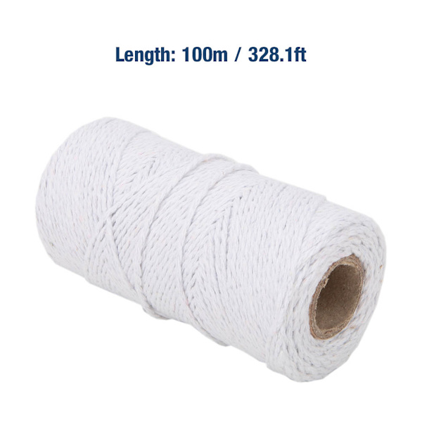 100m / 328,1ft ompelukäsin ompeleminen DIY-käsityö Vintage Braid Cord Jute Twine (valkoinen)