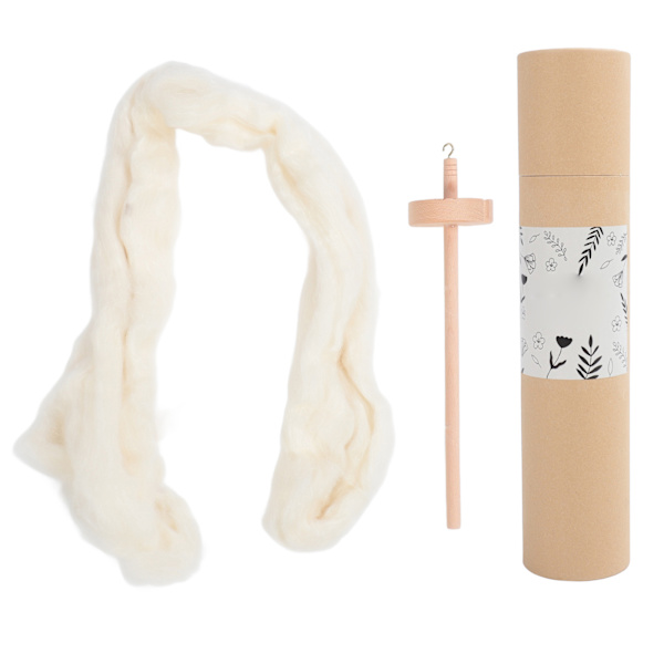 Träfallspindel Professionell DIY Garn Spinning Kit med Ulltopp för Nybörjare för Symaskiner