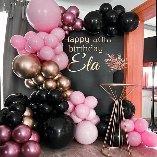 129 stk. lyserøde balloner i forskellige størrelser 18 12 10 5 tommer til guirlandebue, lyserøde balloner til Valentinsdag fødselsdag baby shower køn afsløring bryllup Pink