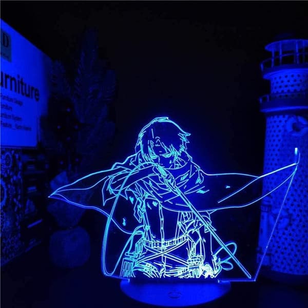 3D Anime LED Natlampe Levi Ackerman Anime Bordlampe, Atta