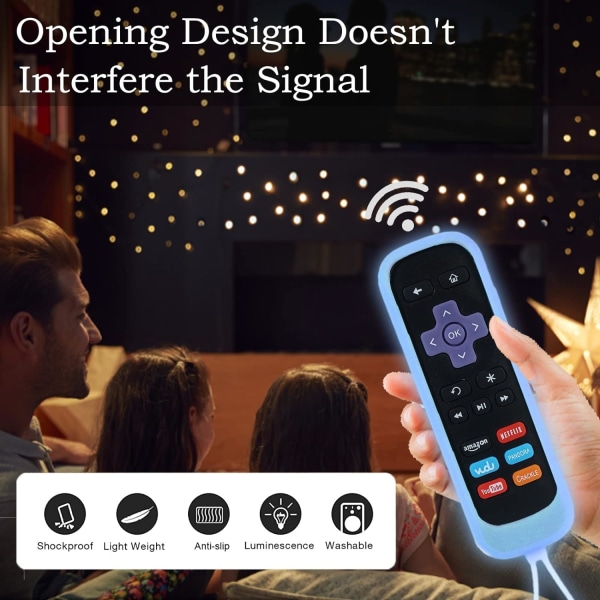 3-pack Roku-fjärrkontrollfodral passar för Onn Roku | TCL Hisense Roku Silikon skyddande kontrollhylsa Universal för Roku Express 4K+, Roku Remote Co C