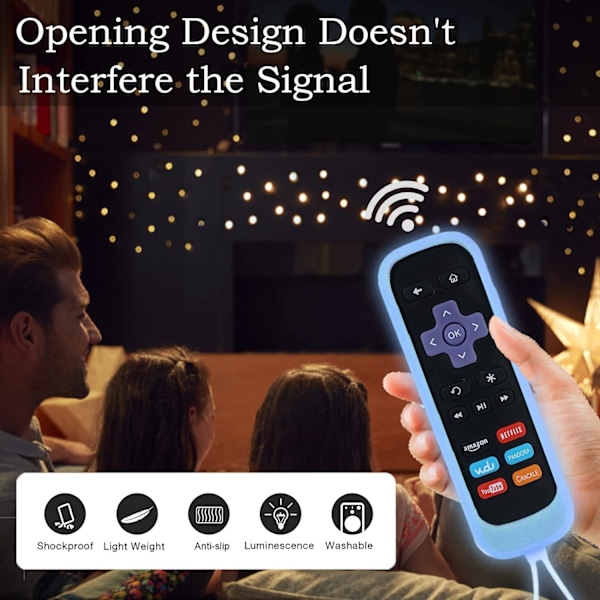 Fjärrkontrollskydd för Roku | 2-pack silikon universal skyddande kontrollfodral för Hisense Roku TV-fjärrkontroll | Onn Roku TV | Roku Streaming Stick | Roku E