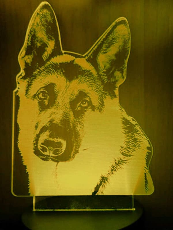 3D Schäferhund Ulv Nattlys Lampe Illusjon 7 Farger