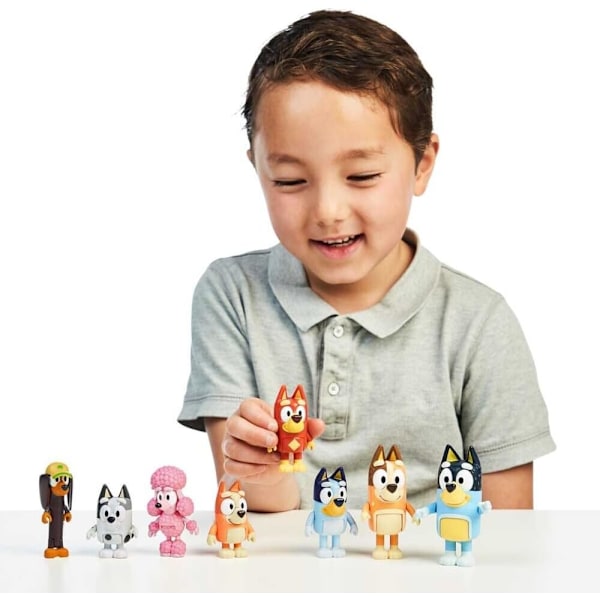 Bluey Figursett med 4 figurer - Familiepakke, Søte Tegneserie-Minifigurer Dukke Juleferiegaver, Overraskende Jule- og Bursdagsgave til Barn Jenter Gutter