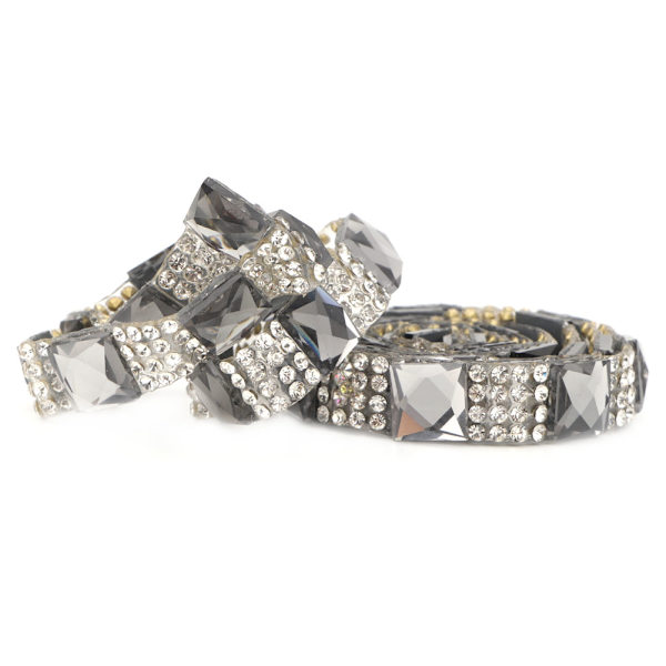 5 meter Hotfix Klar Kristall Glas Strass Stoff Kette Trim DIY Applikation (10mm Grå)