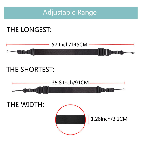 3 stk. Justerbar skulderrem 36 til 57 tommer nylon plastik nem installation tablet hals snor til kamera kikkert