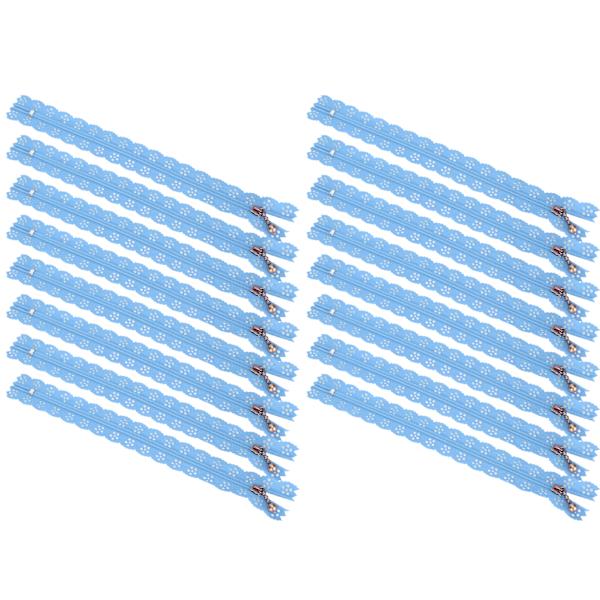 20 st 20 cm DIY nylon spets blixtlås spole blomma blixtlås för sömnad bröllopsklänning hantverk himmelsblå