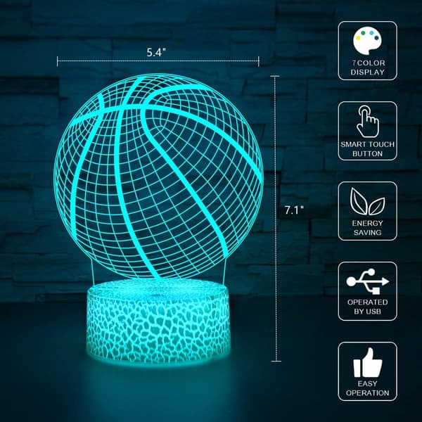 7 Farger 3D Illusjonslampe Auto Gradvis Endring 3D Nattlampe