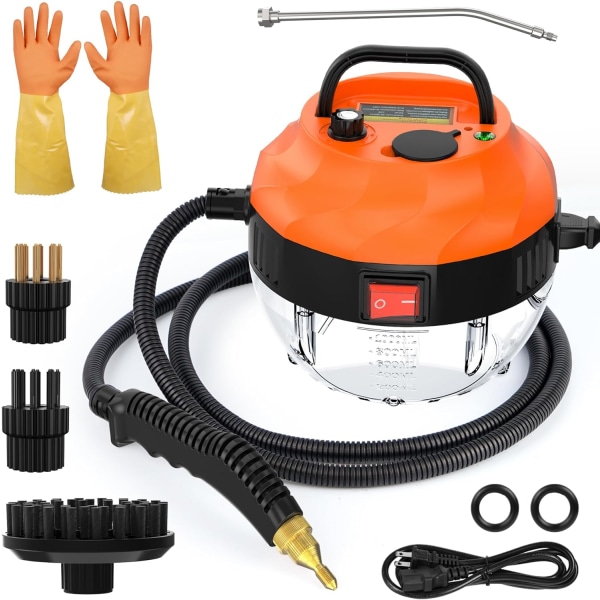 2500W håndholdt damprenser til rengøring, 1000ML højtryks damprenser til møbler, dybderens gulvtæpper, fliser, linoleum, arbejdsflader, vinduer