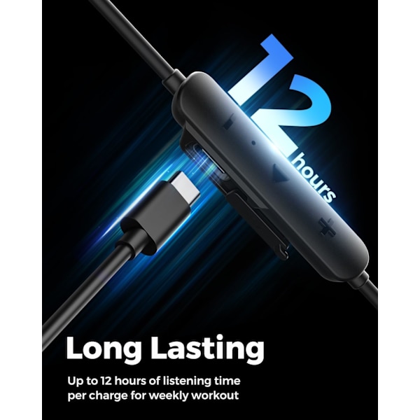 Q30 HD+ Bluetooth-kuulokkeet korvan sisäiset langattomat 5.2 magneettiset kuulokkeet IPX5 hikikestävät nappikuulokkeet mikrofonilla urheiluun, upea basso, 10 mm:n ajurit, Black