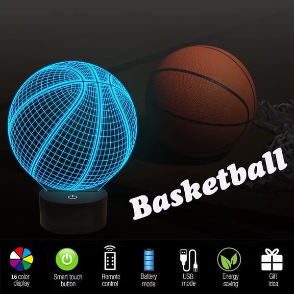 Basketball 3D Nattlys Bursdagsgave Lampe, Lysende Basket