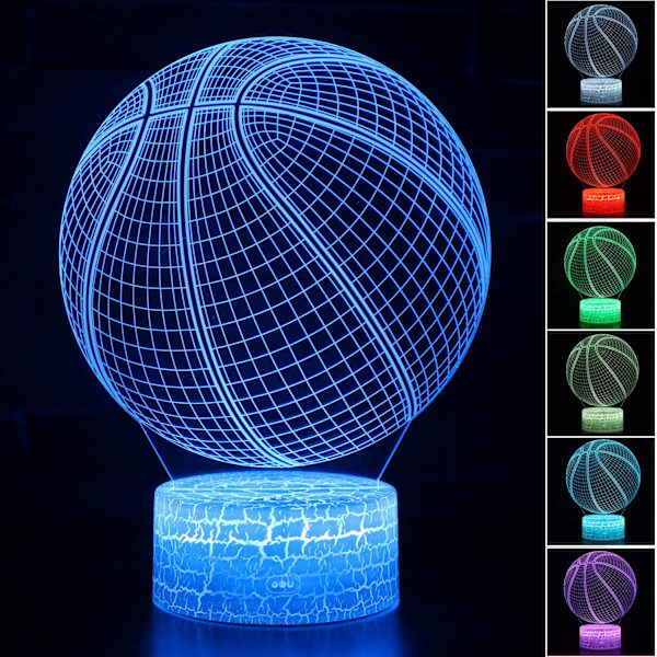 3D Illusion Basketboll Nattlampa, 16 Färgförändringar, Touch Whi