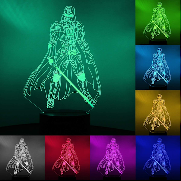 B Darth Vader Star Wars Legetøj 3D LED Akryl Natlys med Fjernbetjening & Smart Touch 16 Farver Skiftende Dæmpbar USB Drevet Soveværelse Dekoration Bordlampe