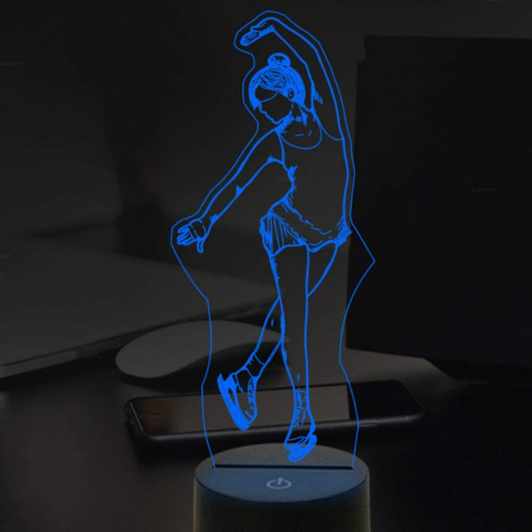 3D Ballerina Ballet Skøjteløb Natlampe Touch Switch Dec