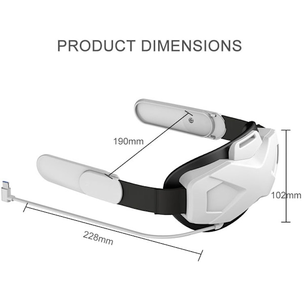 Oculus Meta/Quest 2 Hodebånd med Batteripakke, Justerbar Elite Stropp 5000mAh Rask Lading Forleng 3 timer i VR Spilletid, Quest 2 Hode Elite Stropp A