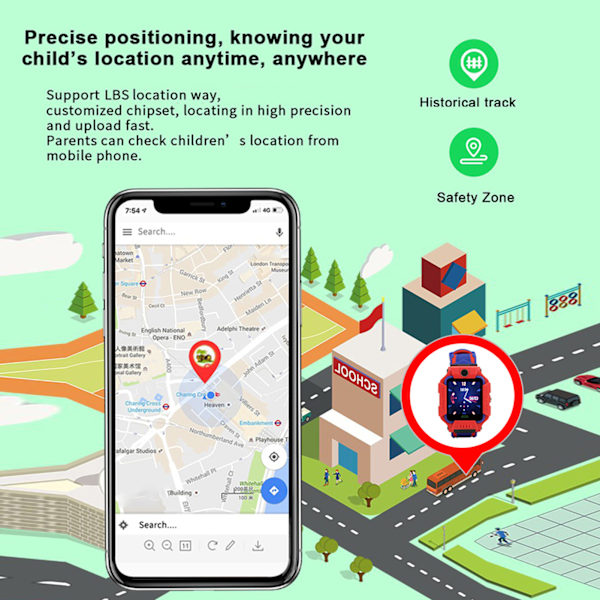 Q19 Barn Smart Klocka Vattentät Plug In Kort Kamera Positionering Armband Violet