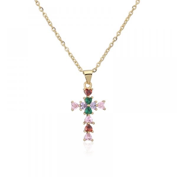 Damhalsband, färgglatt zirkoniumkorshänge