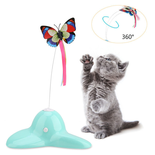 Cat Tease Toy Roterende Lysende Butterfly Roterende Elektrisk 360° Roterende Cat Teaser Toy