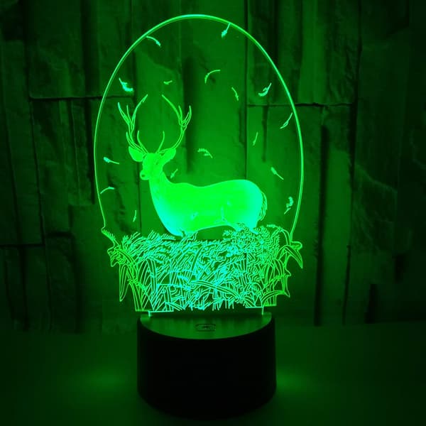 Optisk illusjon 3D Hjort Nattlys USB-drevet berøringsbryter