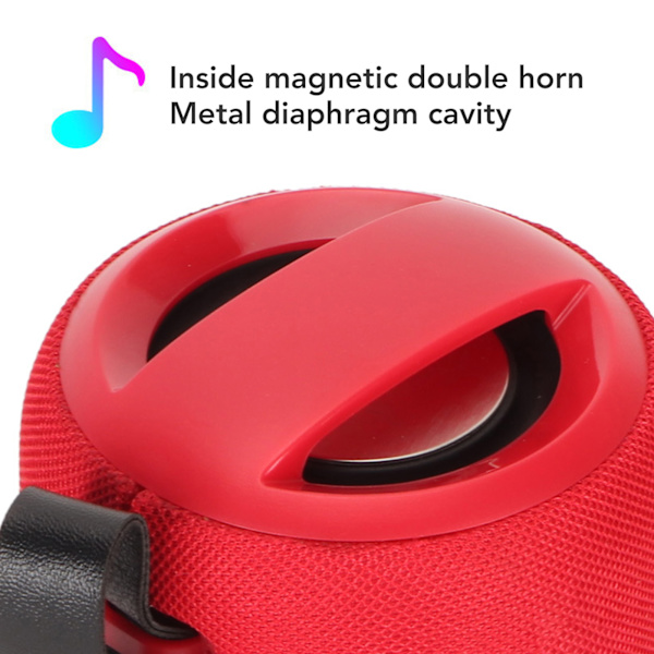 Bluetooth-högtalare multifunktionell IPX5 vattentät stark bas stereoljud handsfree-samtal bärbar trådlös högtalare för hemresa fest Red
