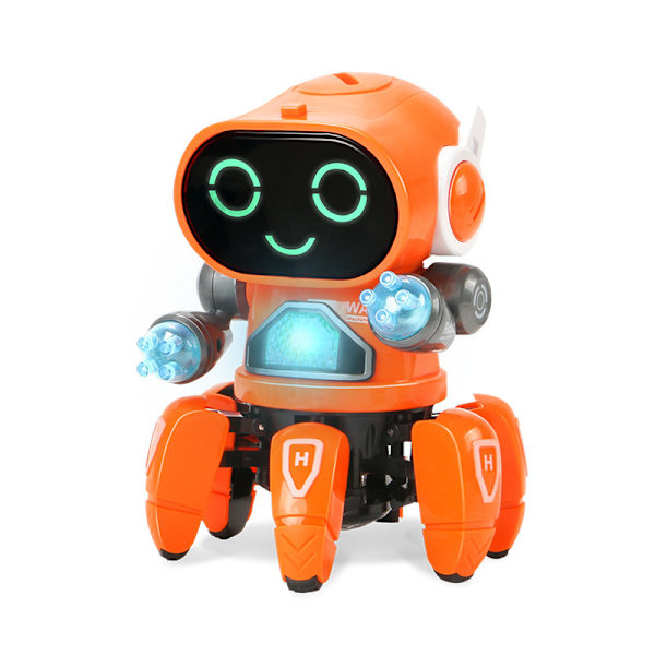 Pioneer Dansande Robot - Gående Dansande Elektronisk Robotleksak för Barn med Disco Blixtljus och Dansmusik - Batteridriven Orange