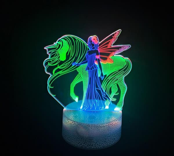 Unicorn Nattlampe 3D Optisk Illusjon LED Lampe Inspirasjon