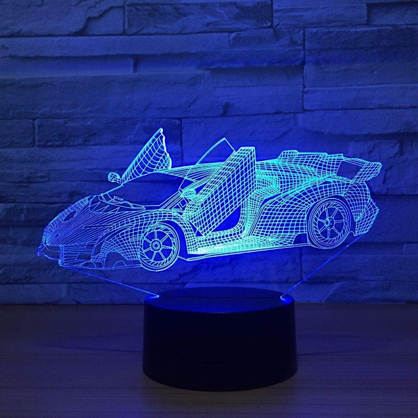 Fantastisk Lamborghini Super Car Akryl 3D-lampa 7 Färgförändring S