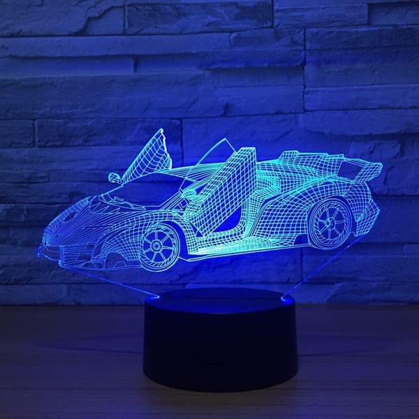 Fantastisk Lamborghini Superbil Akryl 3D Lampe 7 Farveskift S