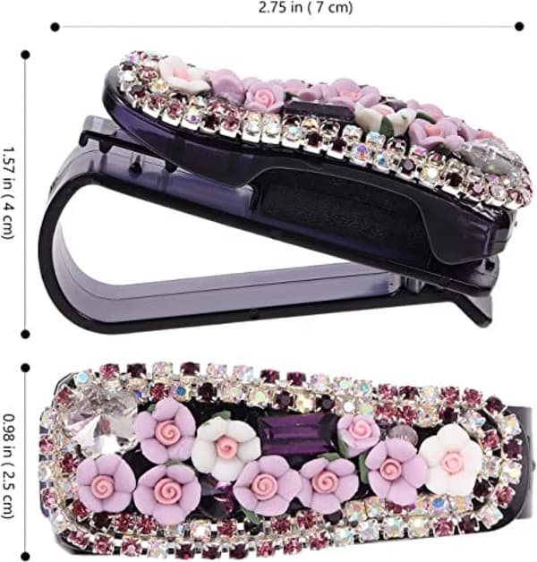 Rhinestone Solbrilleholder for Bil Solskjerm Bling Bling