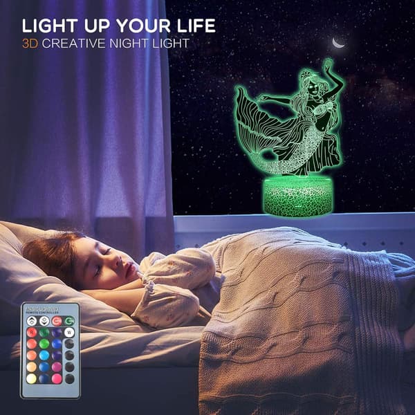 Havfrue 3D Illusjon LED Rom Bord Dekor Lampe Sjø-Jomfru Natt