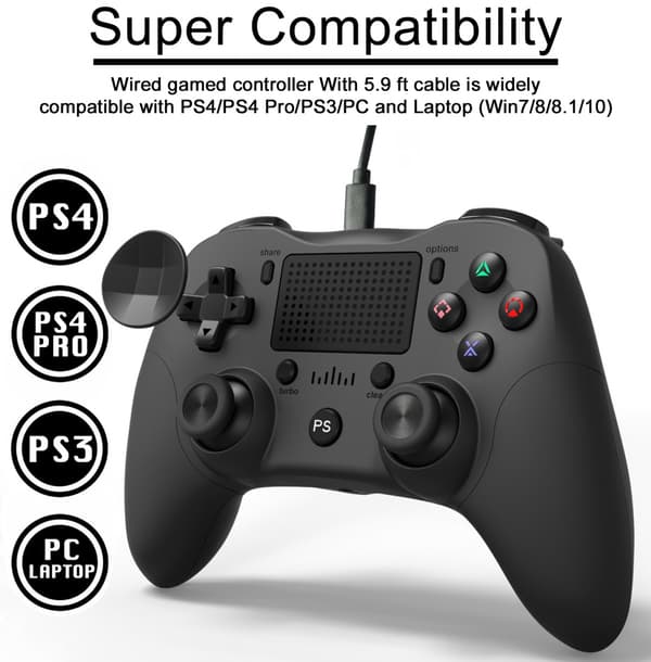 USB Kablet Gamepad Spilcontroller Touchpad Ergonomisk Joystic White