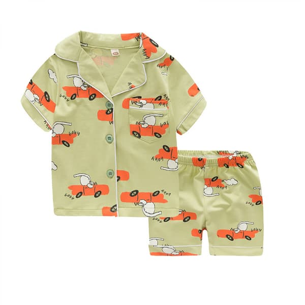 2-delt Loungewear Børne Pyjamas med Knapper, L (Orange)