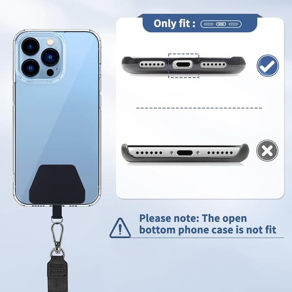 2-pakning justerbar telefonhalsstropp med 4 stk erstatningslapper, multifunksjonell polyester mobiltelefonstropp kompatibel med de fleste