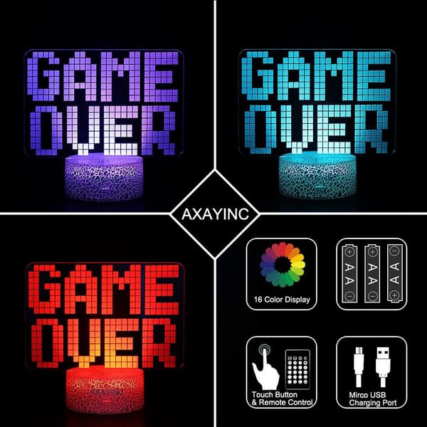 3D Natlampe LED Illusion Skrivebordslampe 7 Farveskift