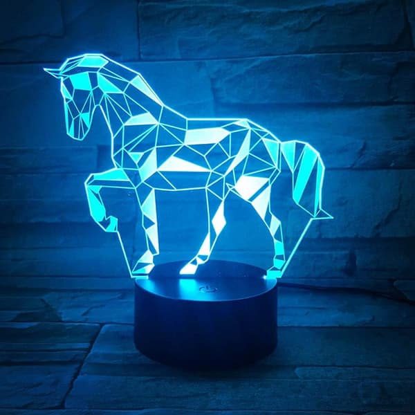 3D Hestelampe, Optisk Illusions Natlampe til Værelsesindretning &