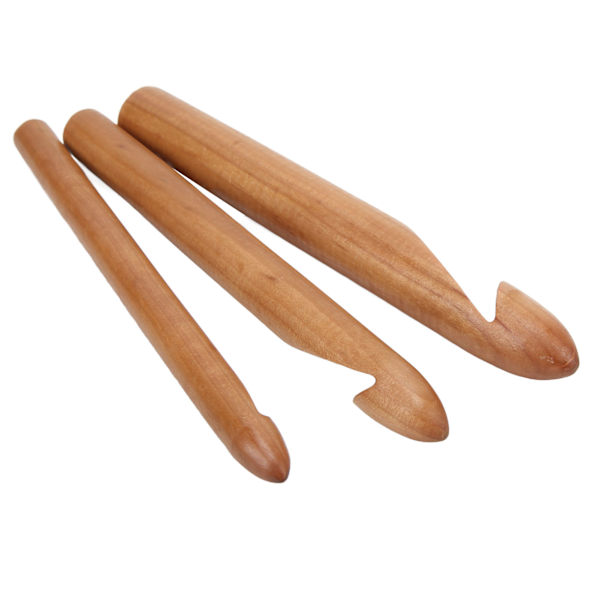 Stora virknålar 20 cm ergonomisk design premium naturligt bambu glänsande virknål
