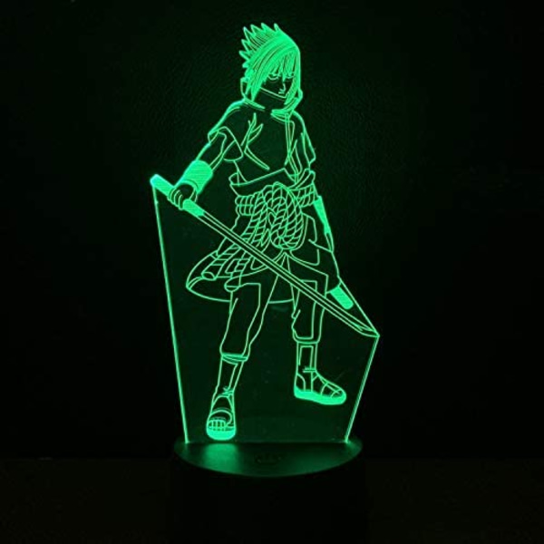 Naruto Kakashi Uchiha Sasuke 3D Illusjon Nattlys Lampe Sm